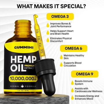 Omega 3-6-9 Hemp Seed Oil Drops — Vitamins B, C & E | EnergyEssence